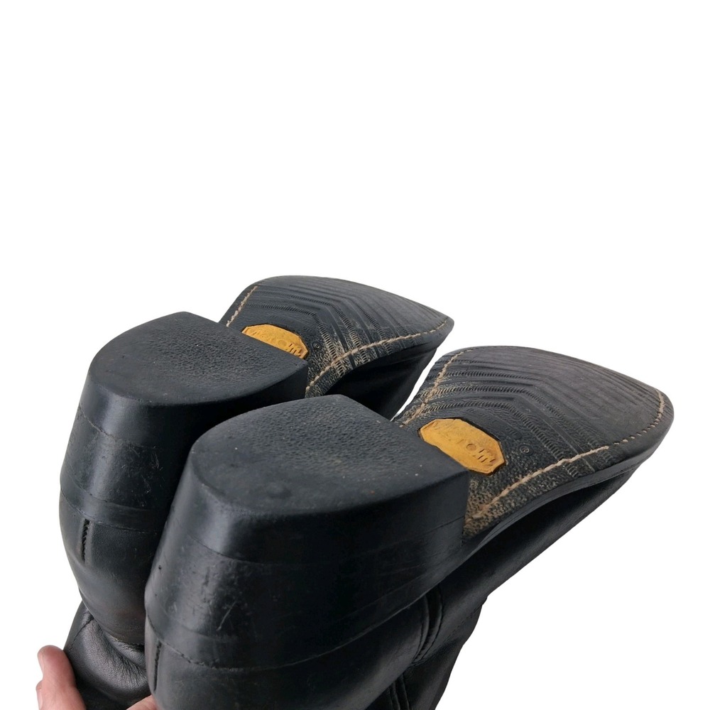 Mason Western Boots Mens 10.5 EEE Black Leather Western Pull On Mid Calf Work - Picture 5 of 10